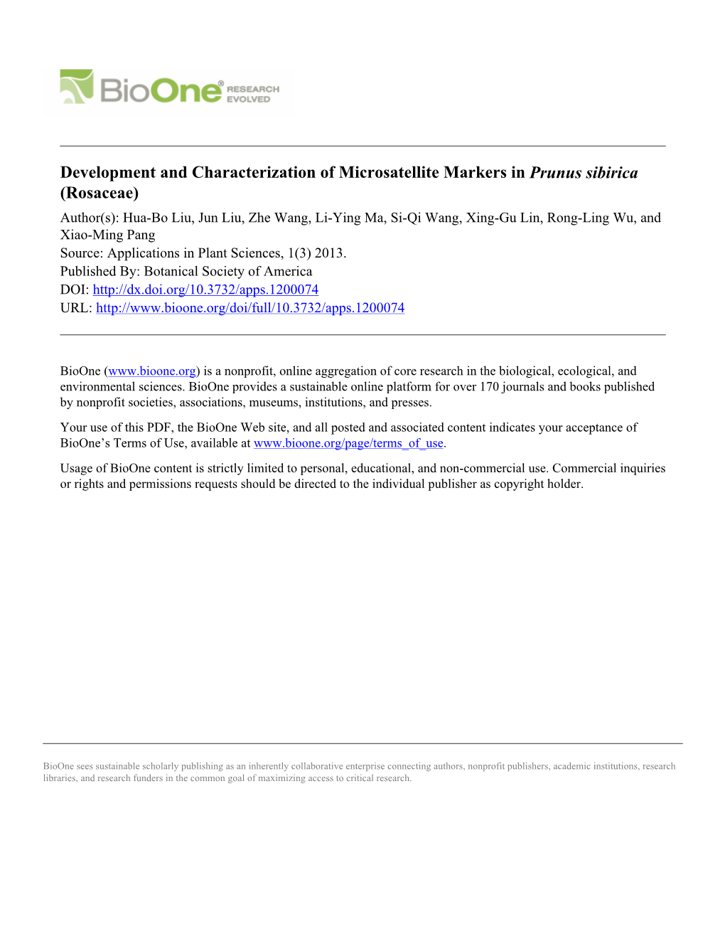 Development and Characterization of Microsatellite