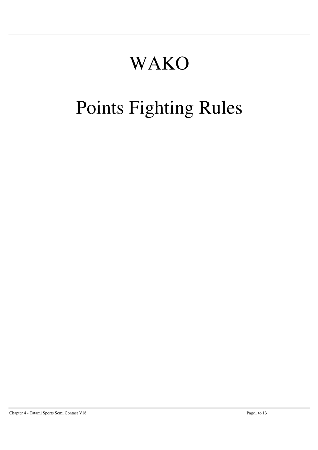 WAKO Points Fighting Rules