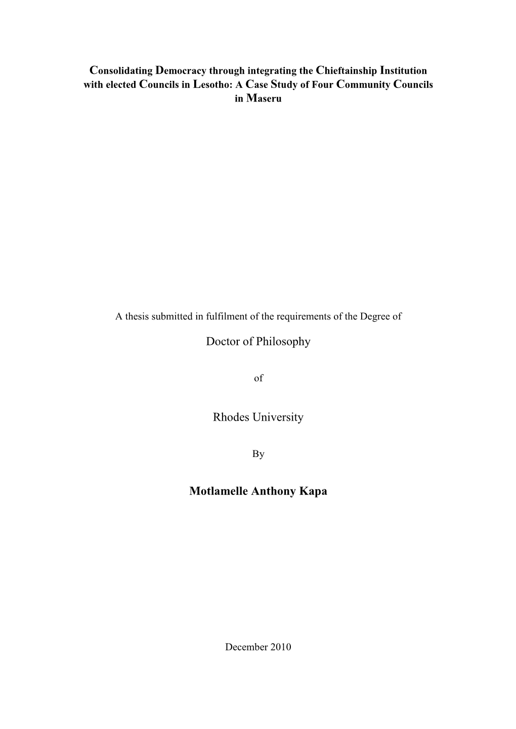 Chapter 2: Democracy, Democratic Consolidation, Chieftainship and Its