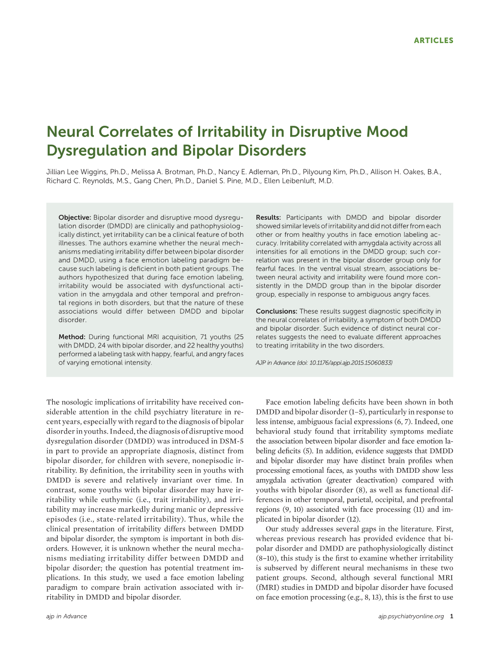 Neural Correlates of Irritability in Disruptive Mood Dysregulation and Bipolar Disorders