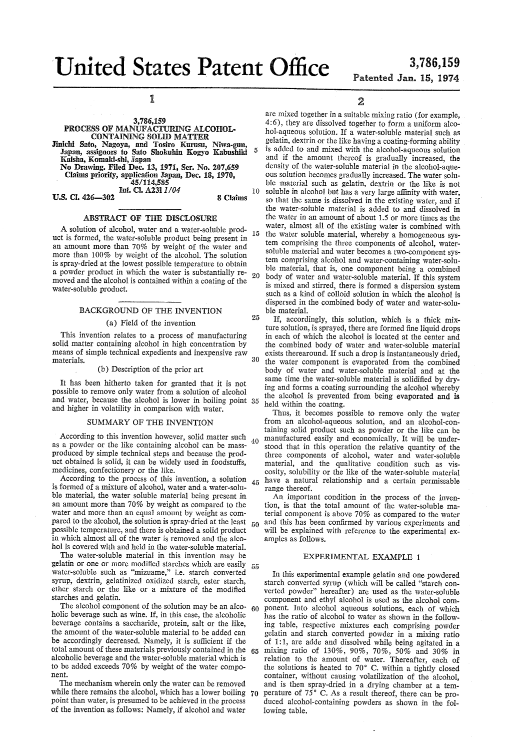 United States Patent Office Patented Jan