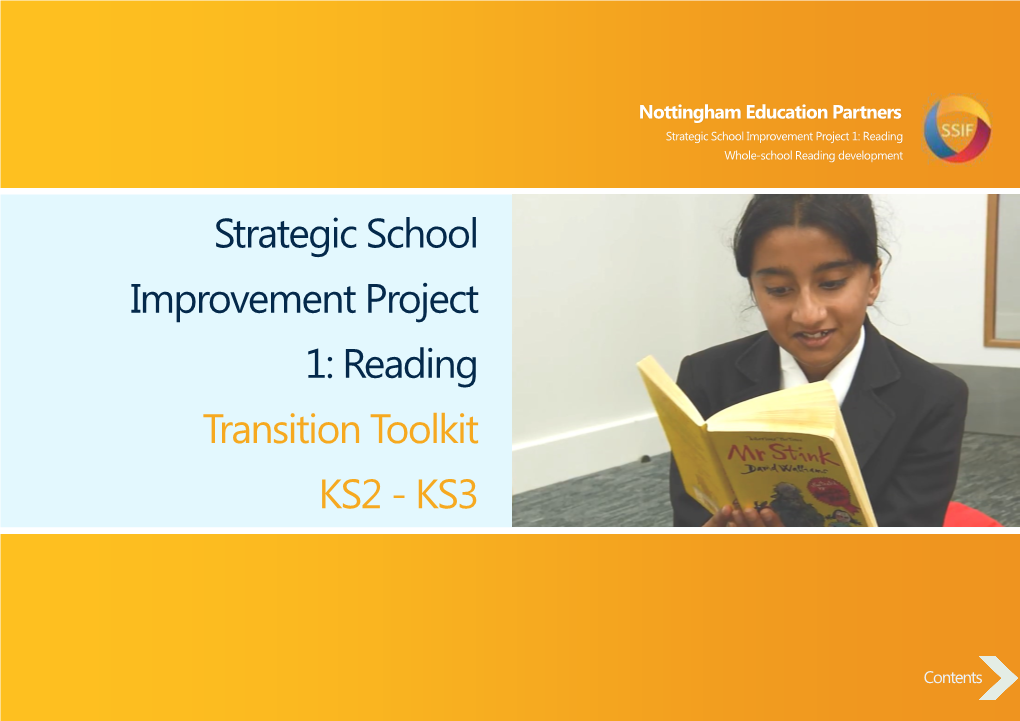 Strategic School Improvement Project 1: Reading Transition Toolkit KS2 - KS3