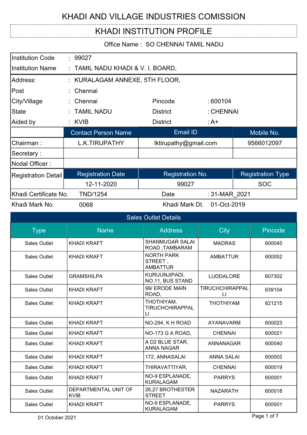 Khadi Institution Profile Khadi and Village Industries Comission