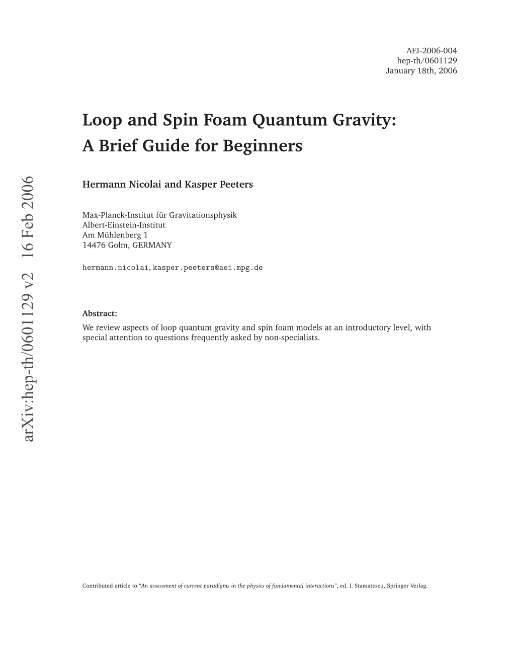 Loop and Spin Foam Quantum Gravity: a Brief Guide for Beginners