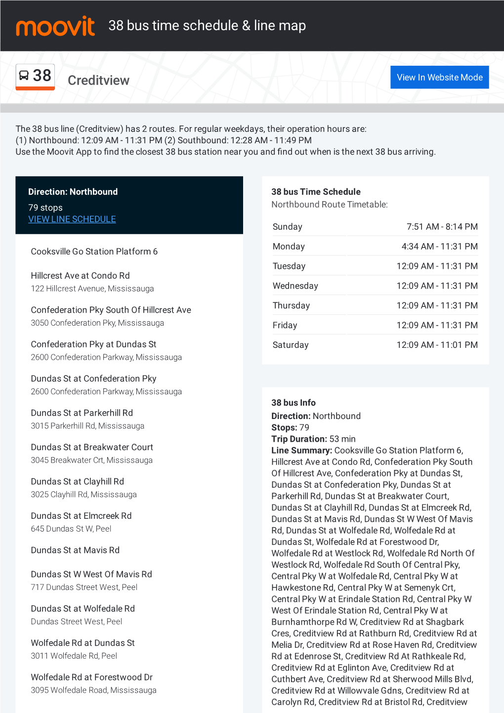 38 Bus Time Schedule & Line Route