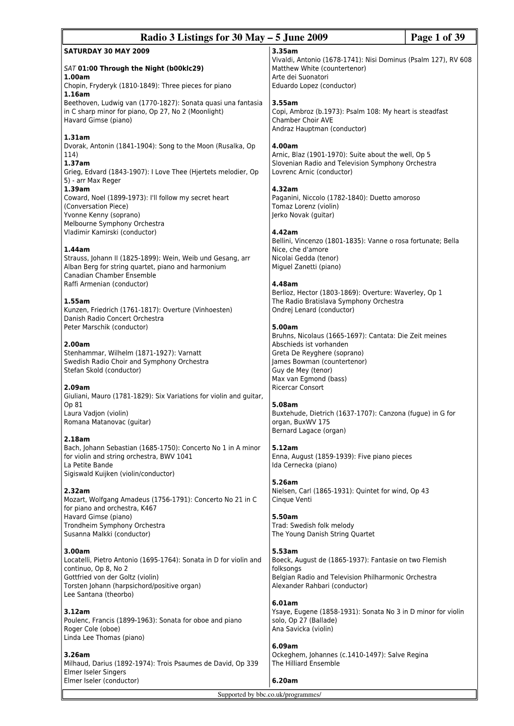 Radio 3 Listings for 30 May – 5 June 2009 Page