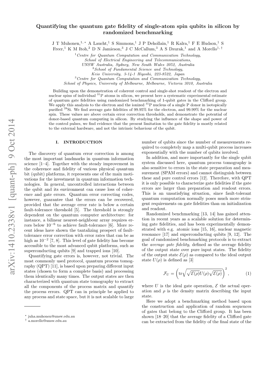 Quantifying the Quantum Gate Fidelity of Single-Atom Spin Qubits in Silicon