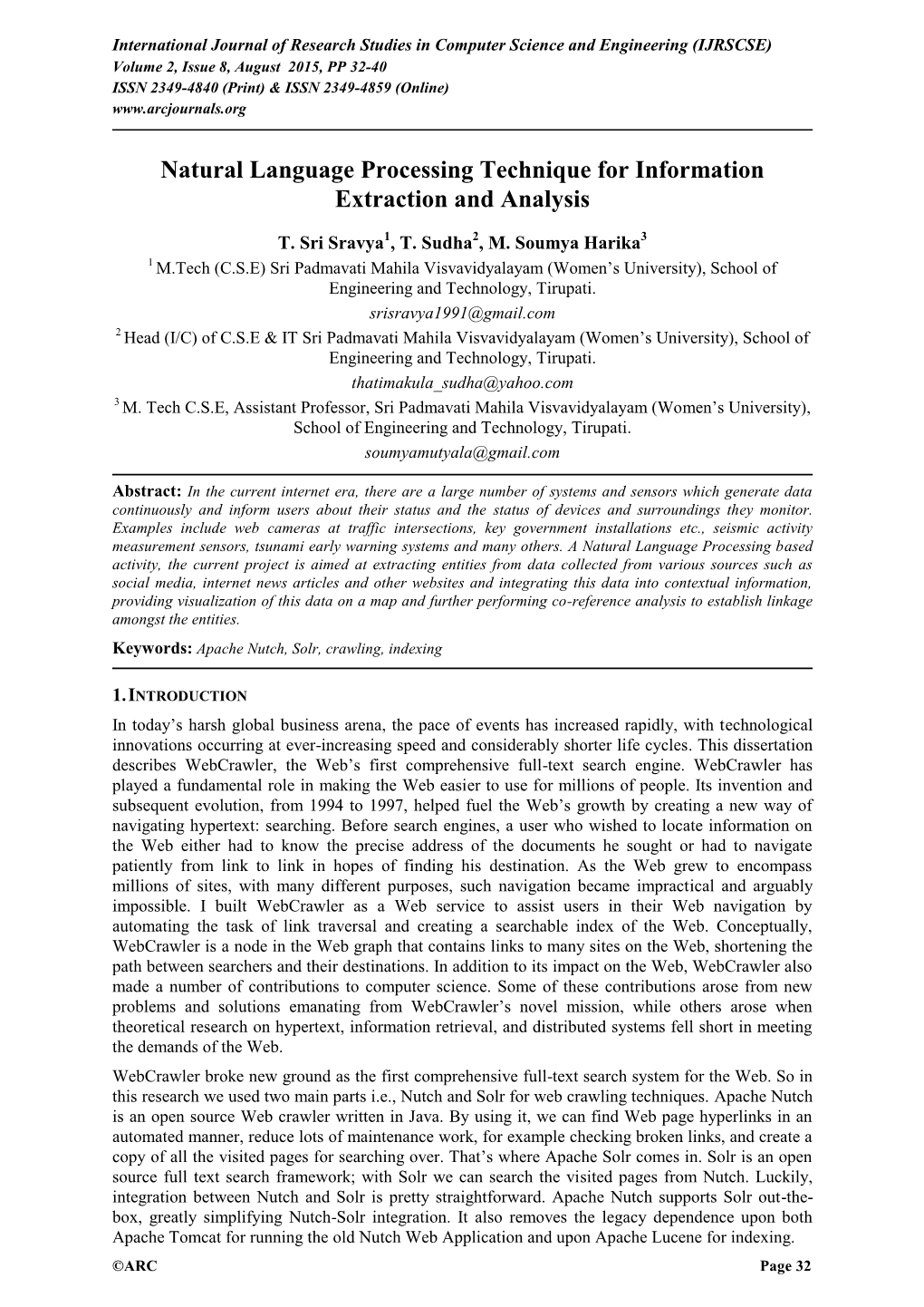 Natural Language Processing Technique for Information Extraction and Analysis