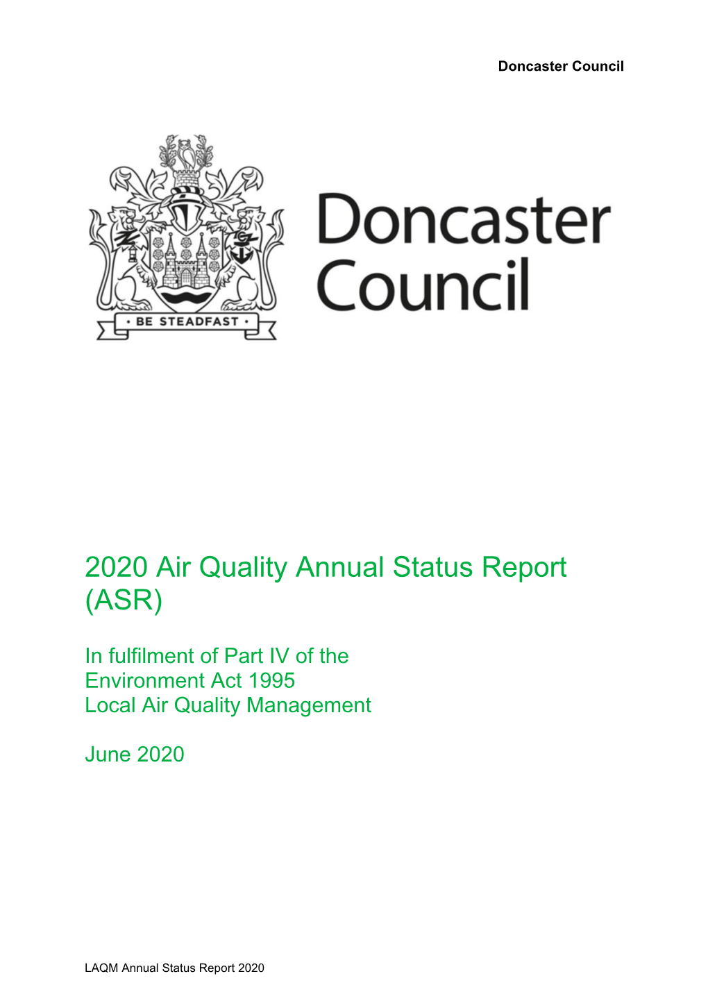 Doncaster Council's Annual Status Report 2020