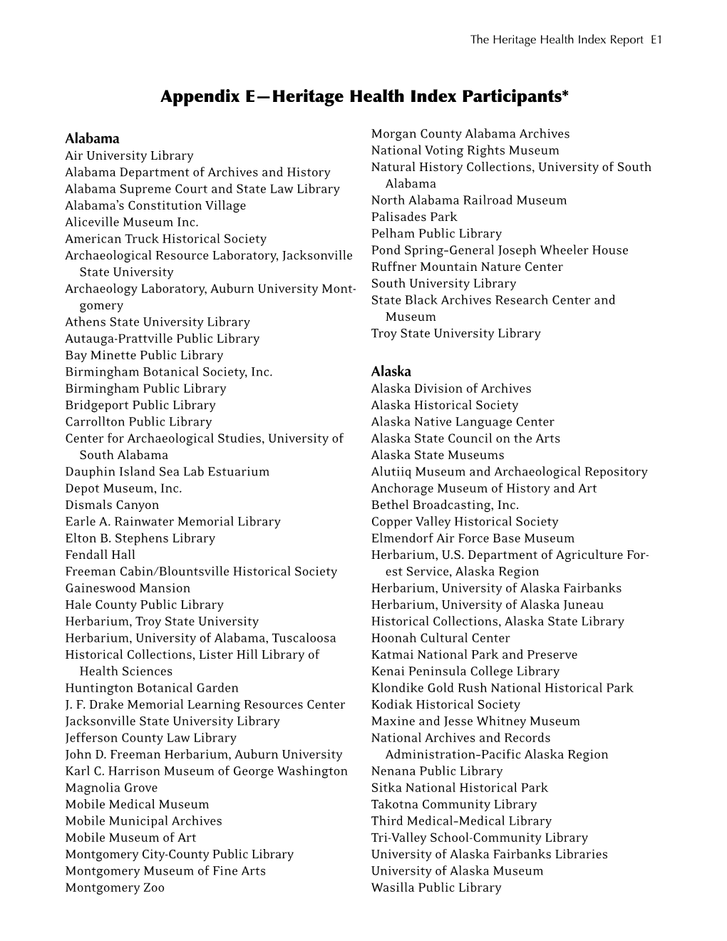 E. Heritage Health Index Participants