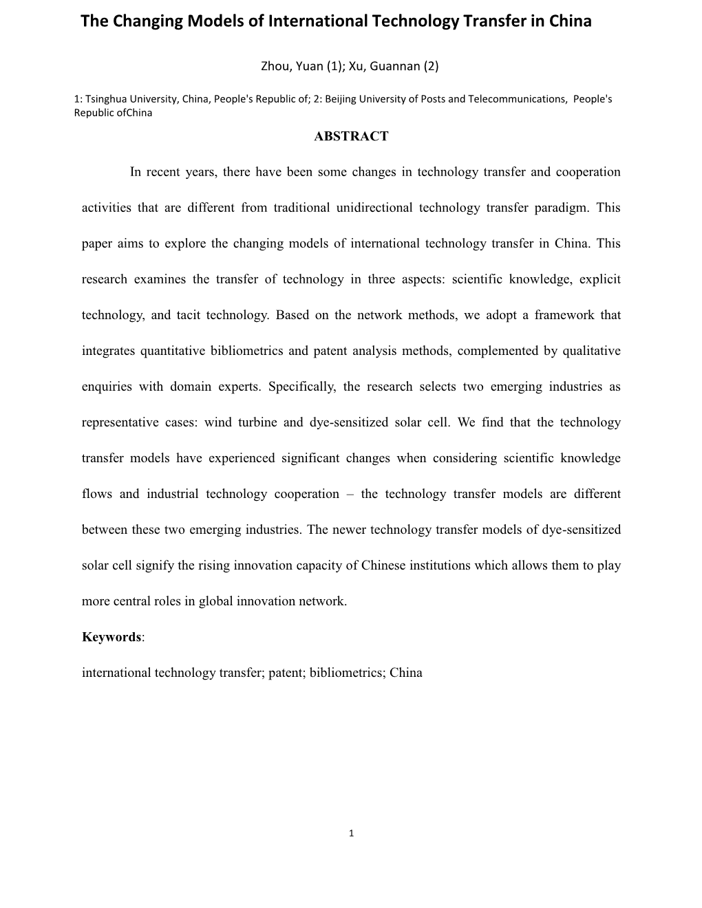 The Changing Models of International Technology Transfer in China