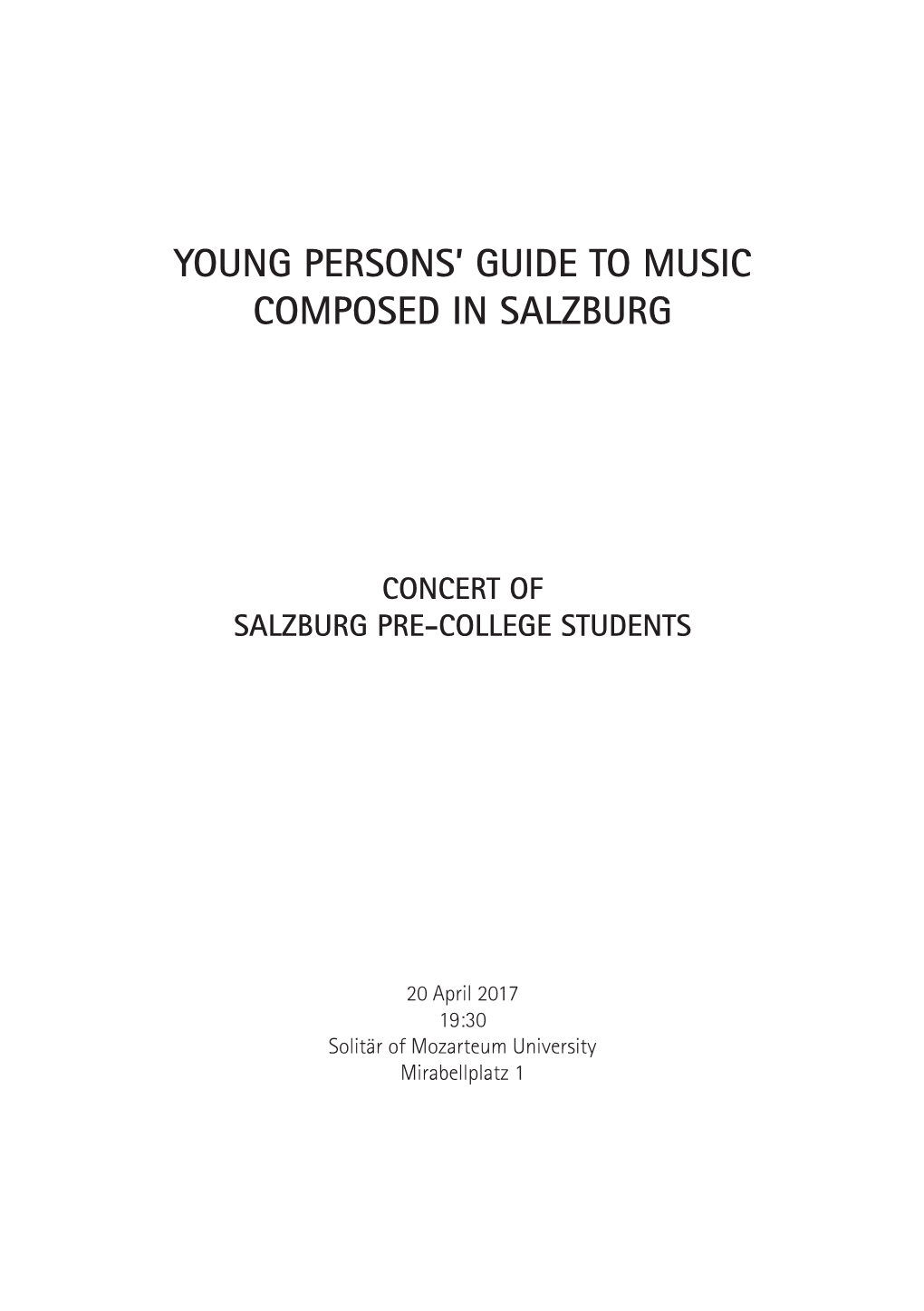 Young Persons' Guide to Music Composed in Salzburg