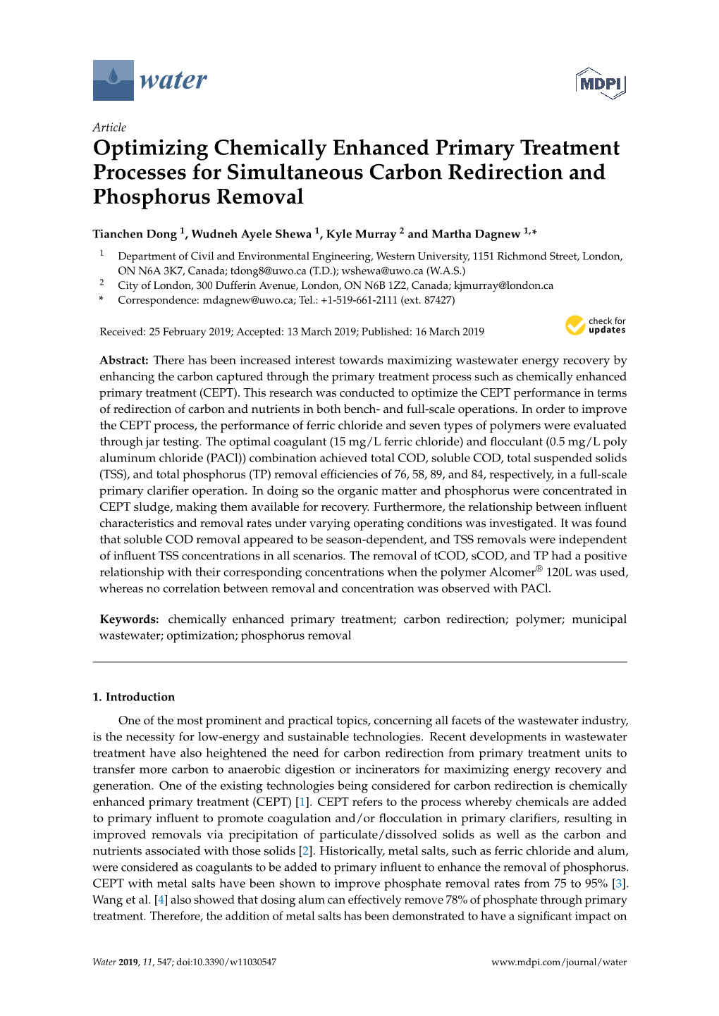 Optimizing Chemically Enhanced Primary Treatment Processes for Simultaneous Carbon Redirection and Phosphorus Removal