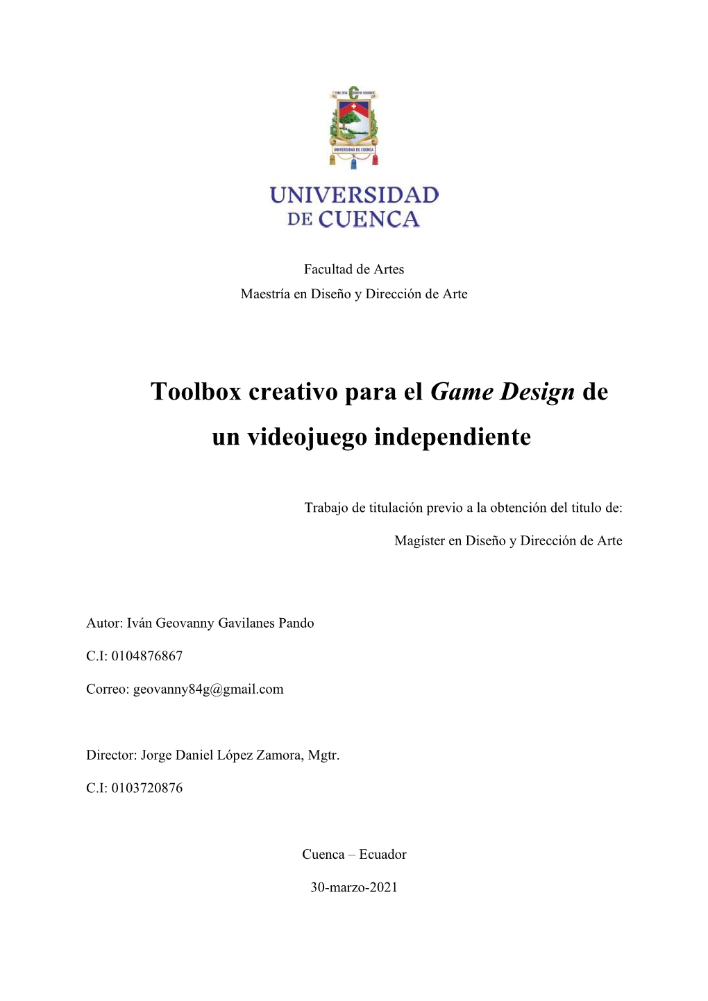 Toolbox Creativo Para El Game Design De Un Videojuego Independiente