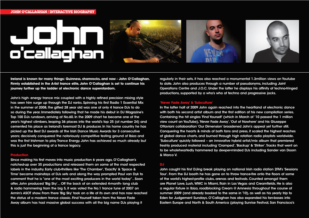 John O'callaghan / Interactive Biography