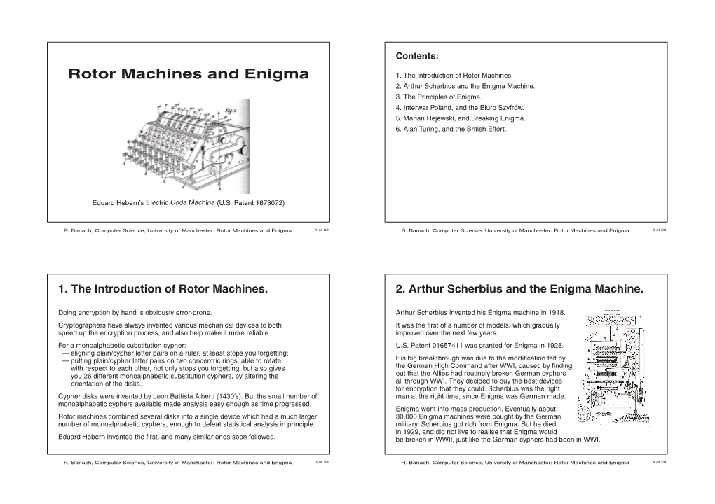 Rotor Machines and Enigma 1