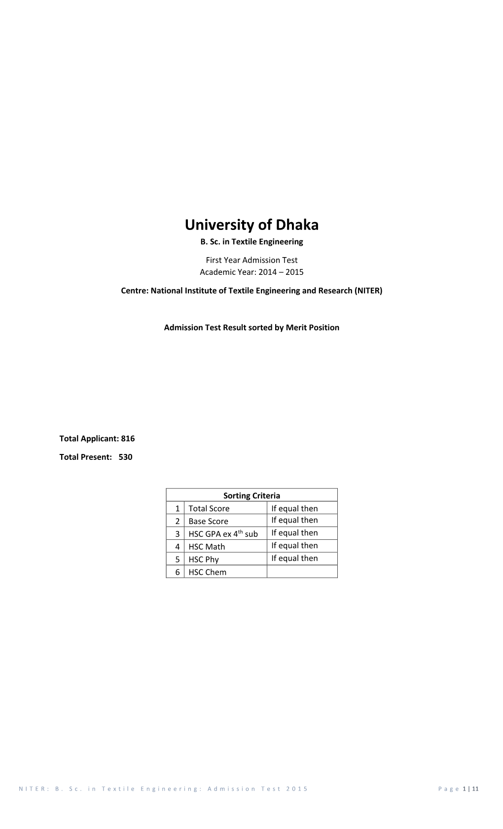 University of Dhaka B