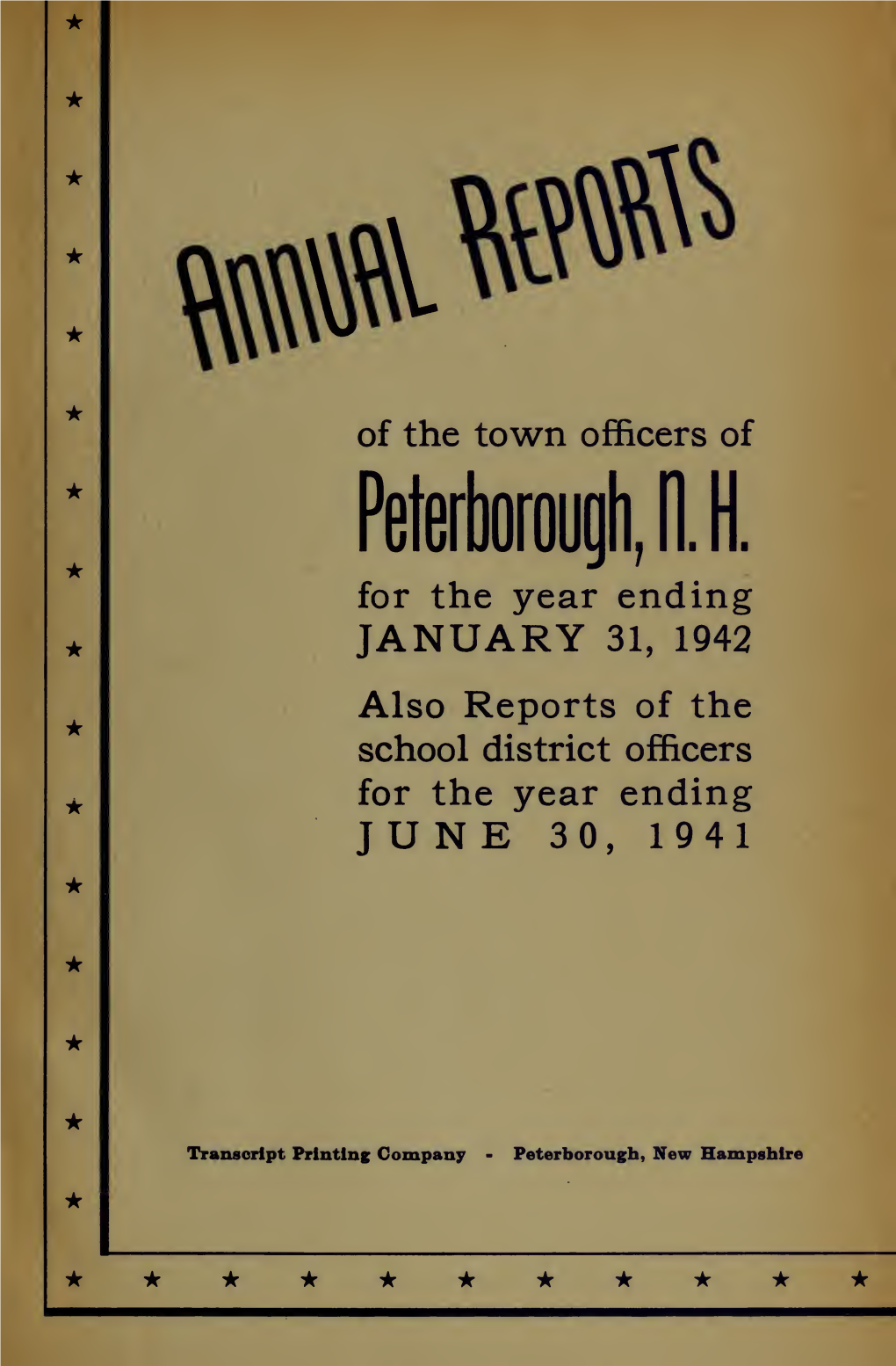 Annual Report of the Town of Peterborough, New Hampshire