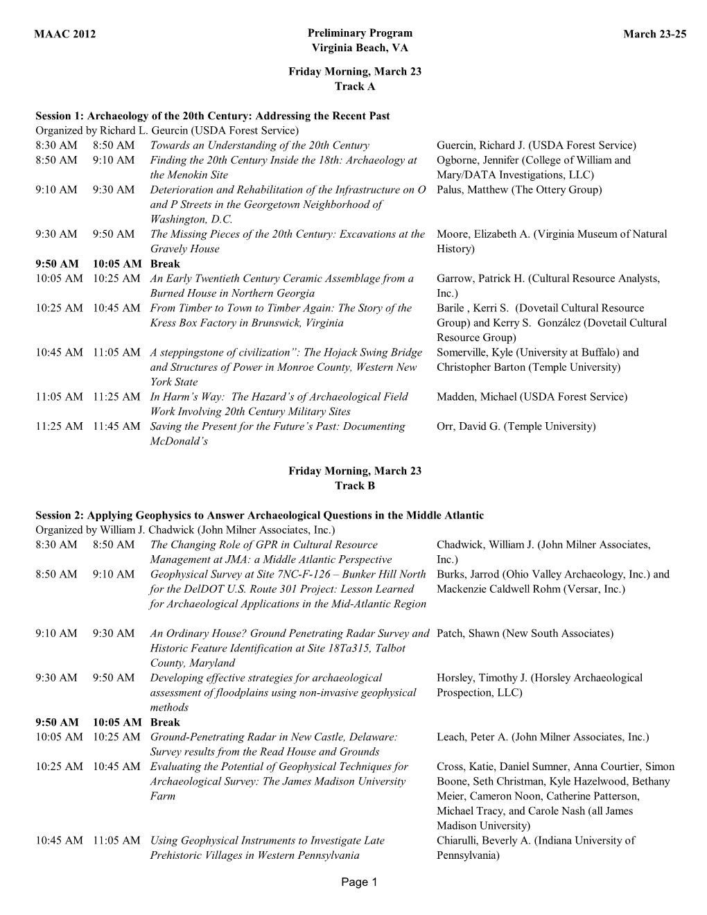 MAAC 2012 Preliminary Program Virginia Beach, VA March 23-25 8
