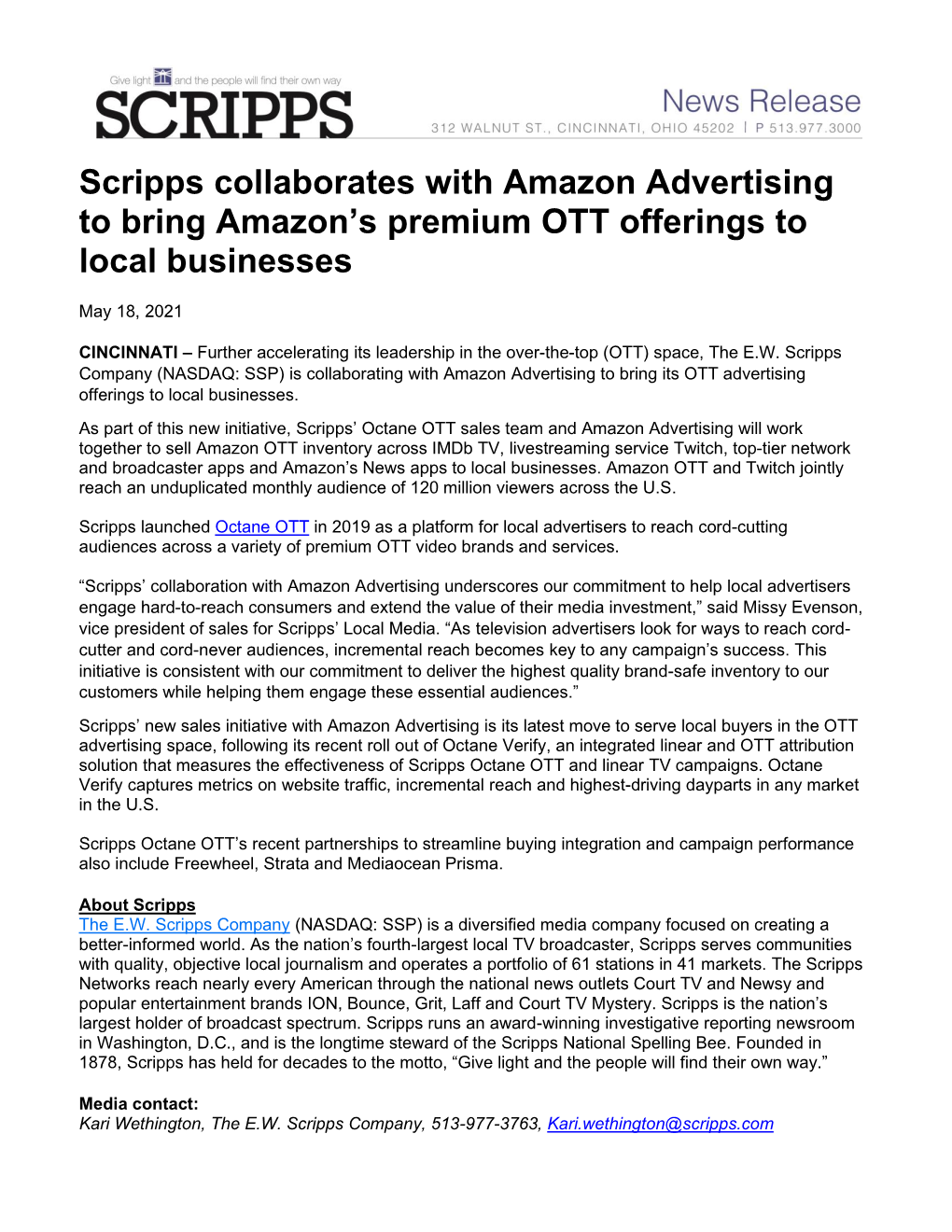 Scripps Collaborates with Amazon Advertising to Bring Amazon's