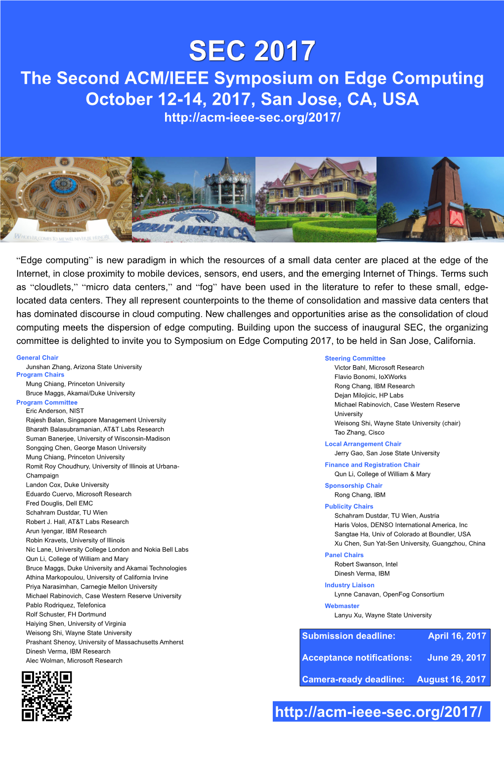 The Second ACM/IEEE Symposium on Edge Computing October 12-14, 2017, San Jose, CA, USA