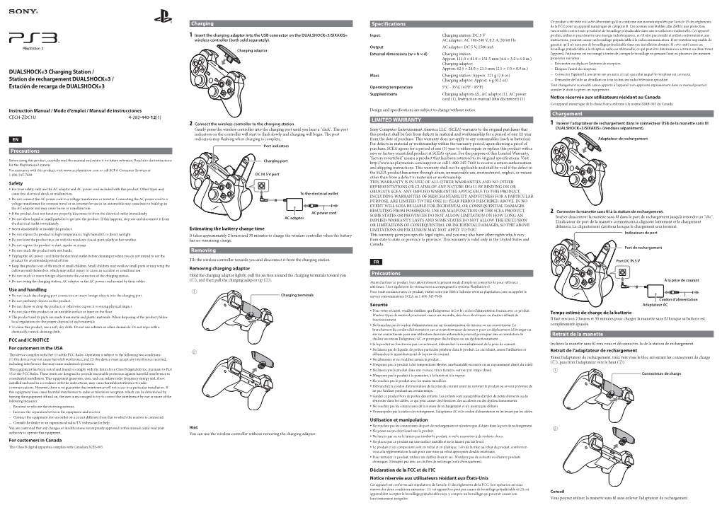 (CECH-ZDC1U) English/French/Spanish Instruction Manual