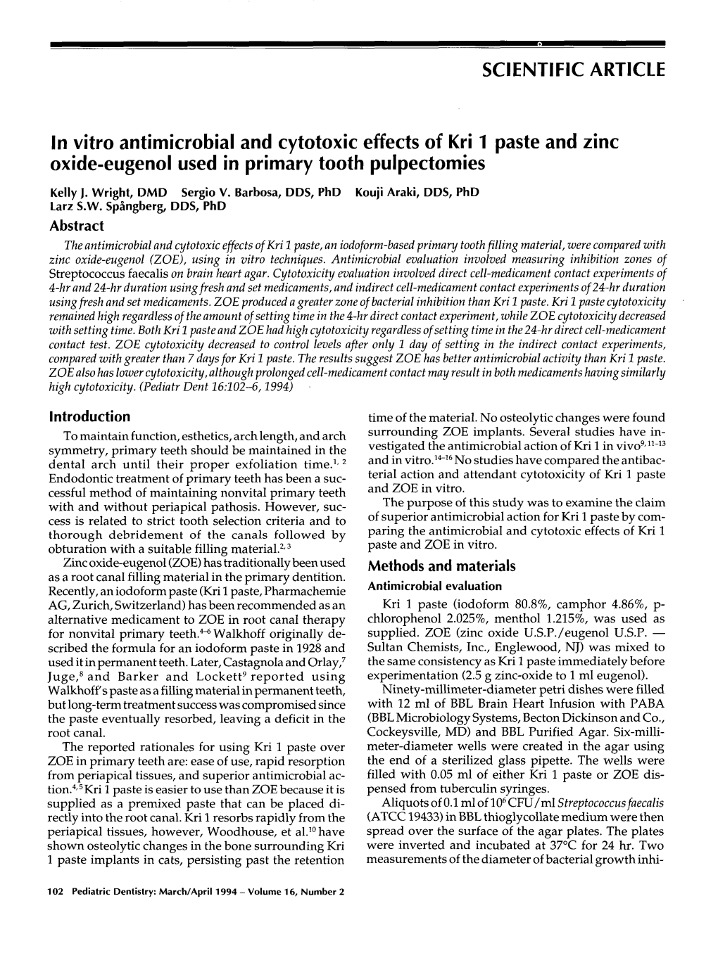 In Vitro Antimicrobial and Cytotoxic Effects of Kri 1 Paste And