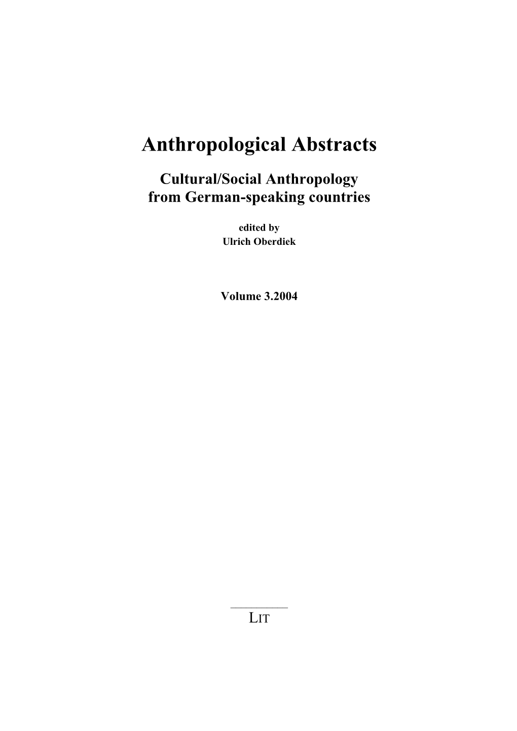 Anthropological Abstracts
