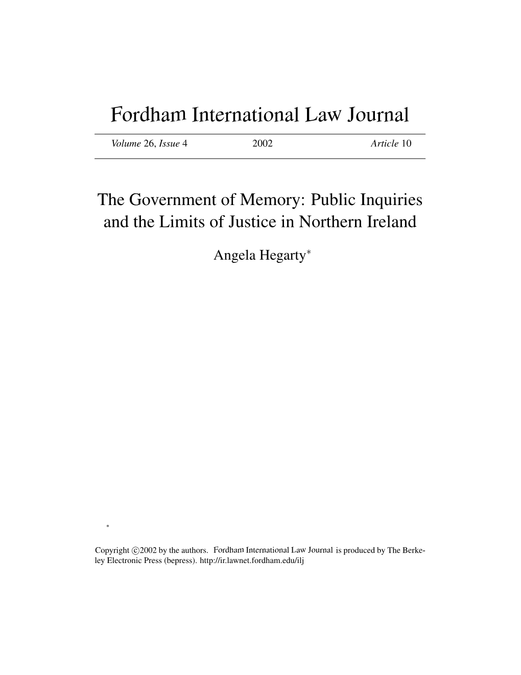 Public Inquiries and the Limits of Justice in Northern Ireland