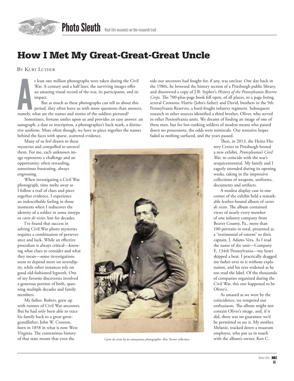 How I Met My Great-Great-Great Uncle