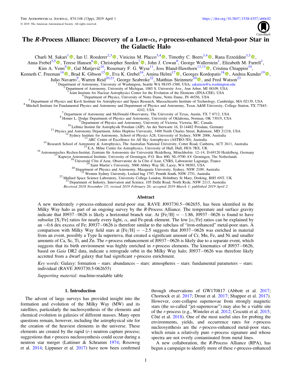 Discovery of a Low-Α, R-Process-Enhanced Metal-Poor Star in the Galactic Halo