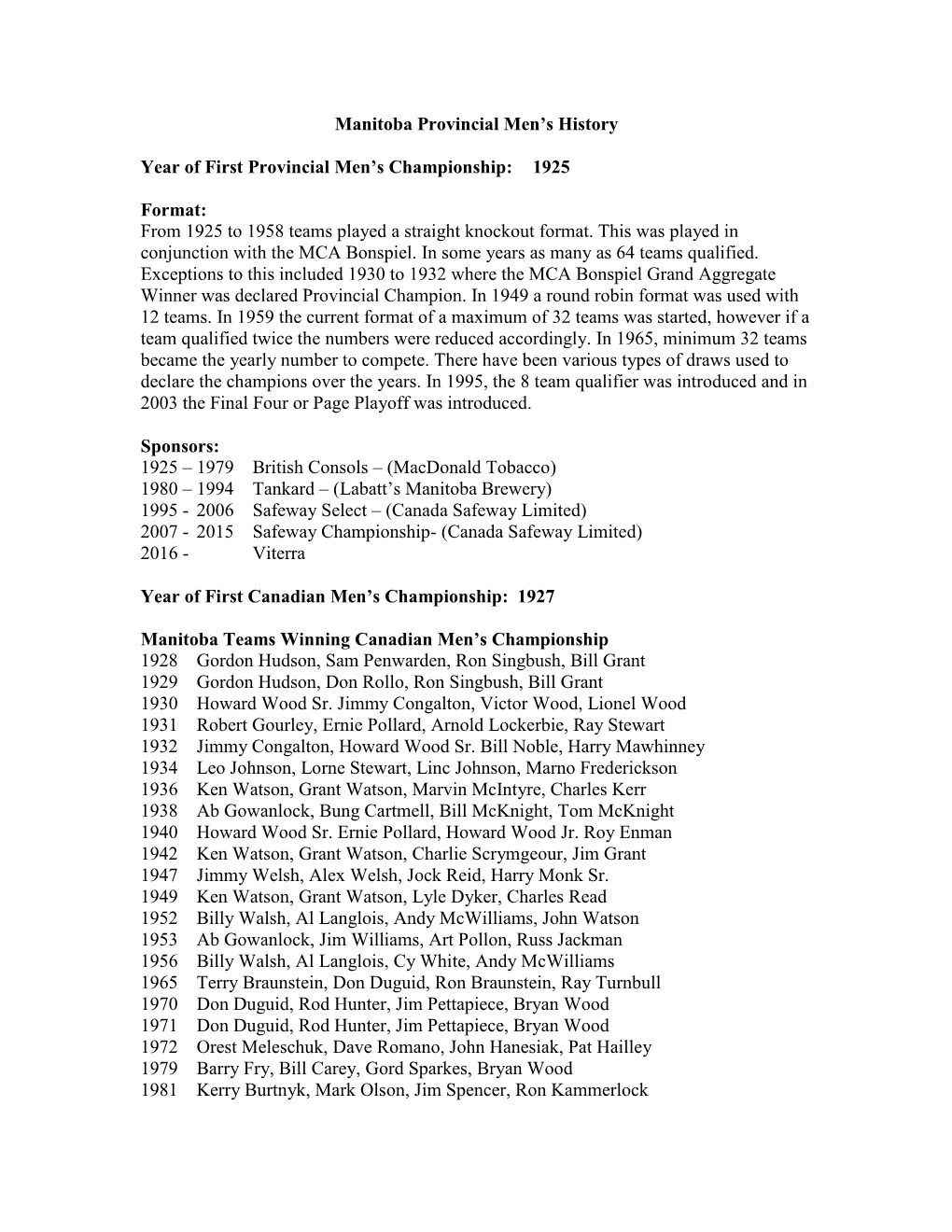 Manitoba Provincial Mixed History