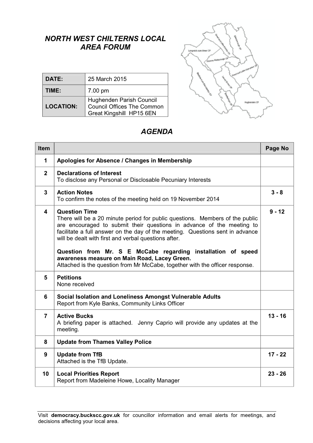 (Public Pack)Agenda Document for North West Chilterns Local Area