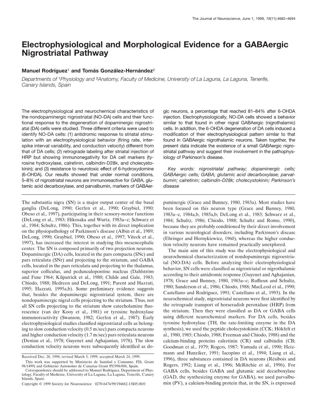 Electrophysiological and Morphological Evidence for a Gabaergic Nigrostriatal Pathway