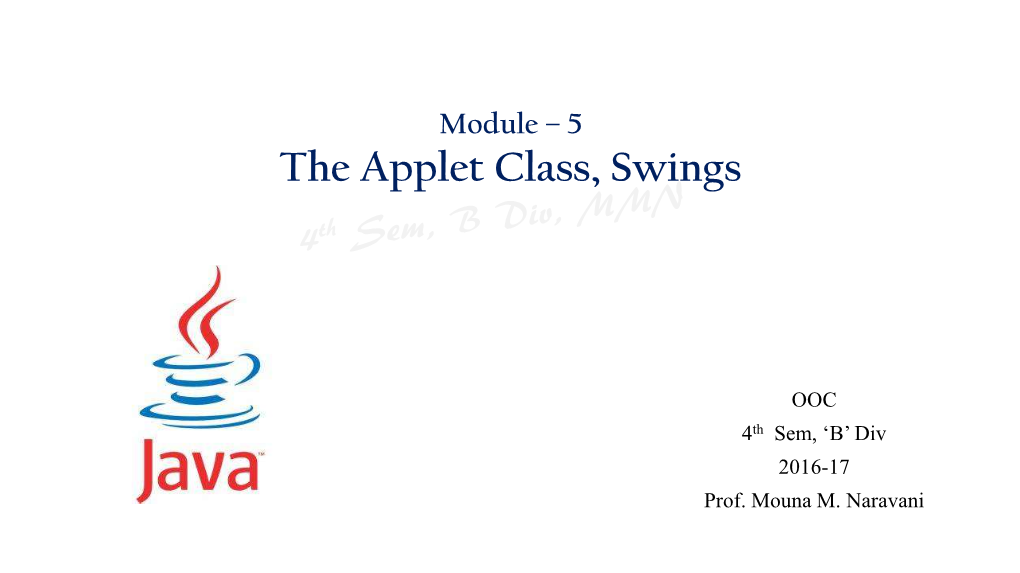 The Applet Class, Swings