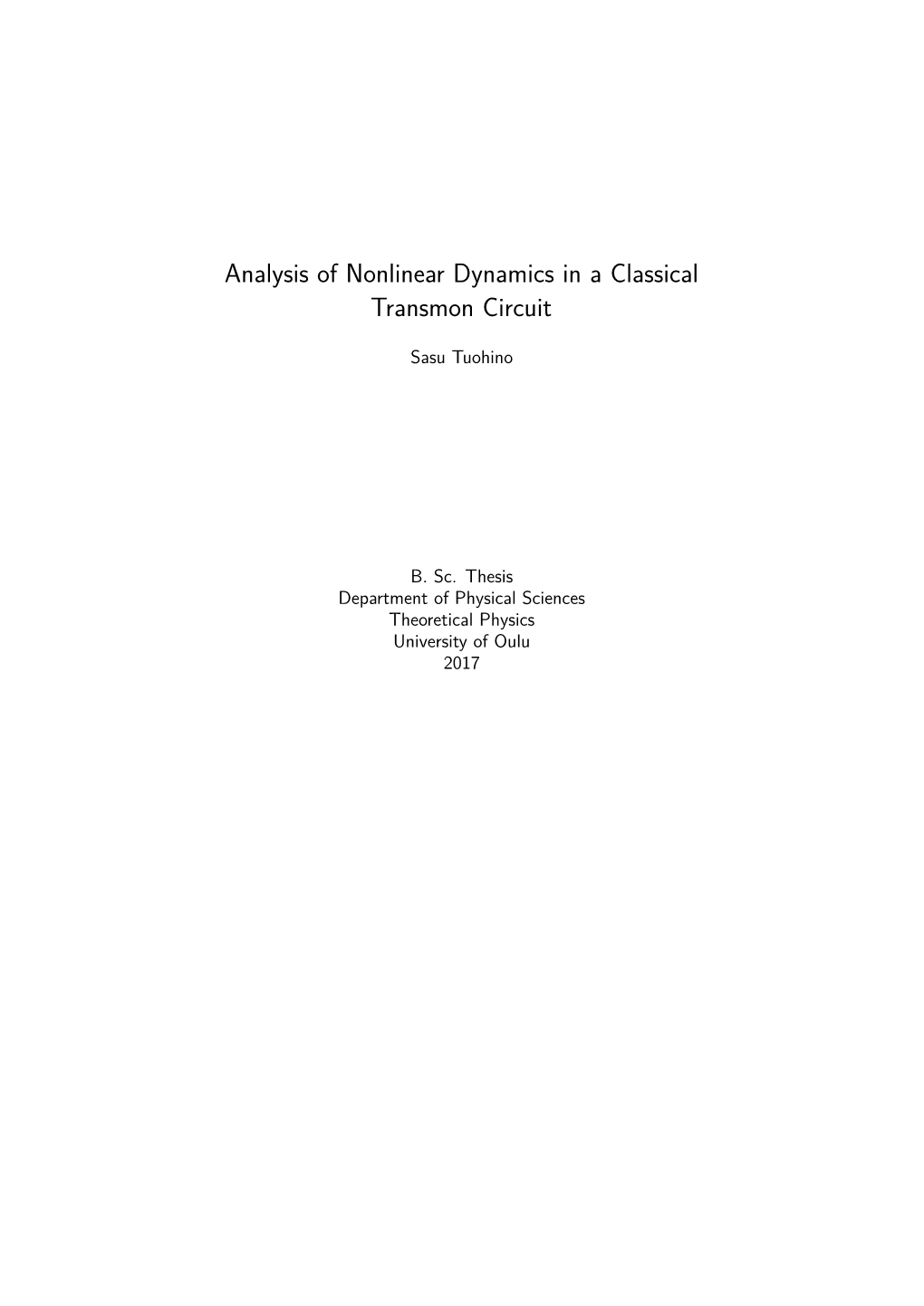 Analysis of Nonlinear Dynamics in a Classical Transmon Circuit