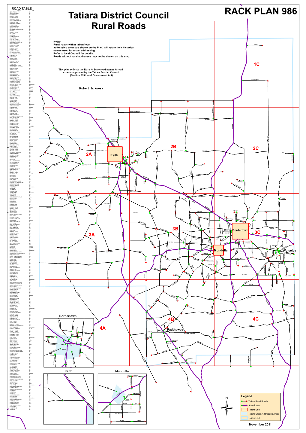 Tatiara District Council Rural Roads Rack Plan