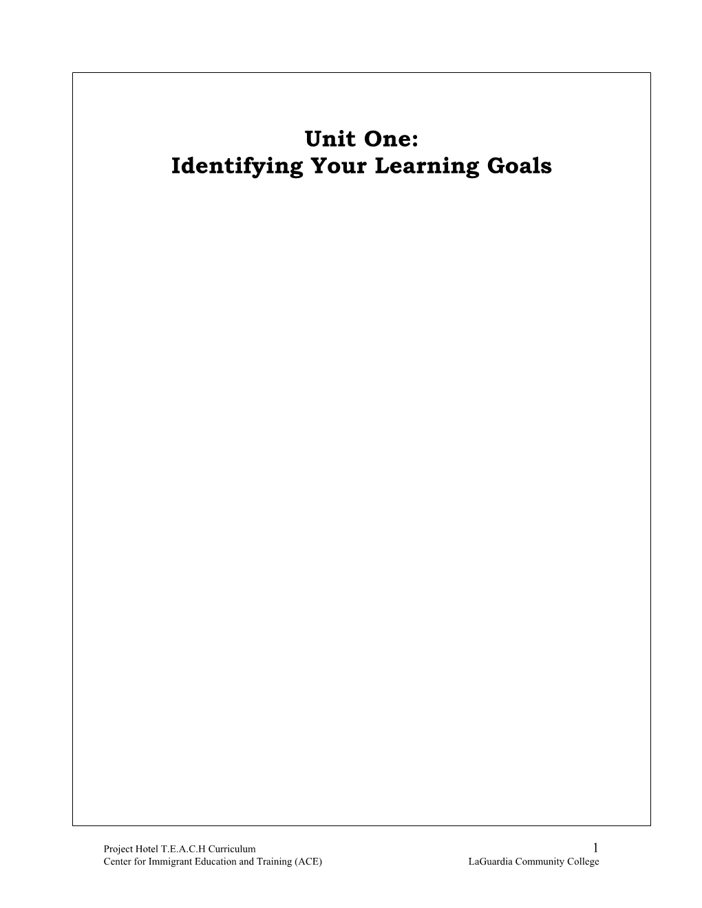 Identifying Your Learning Goals