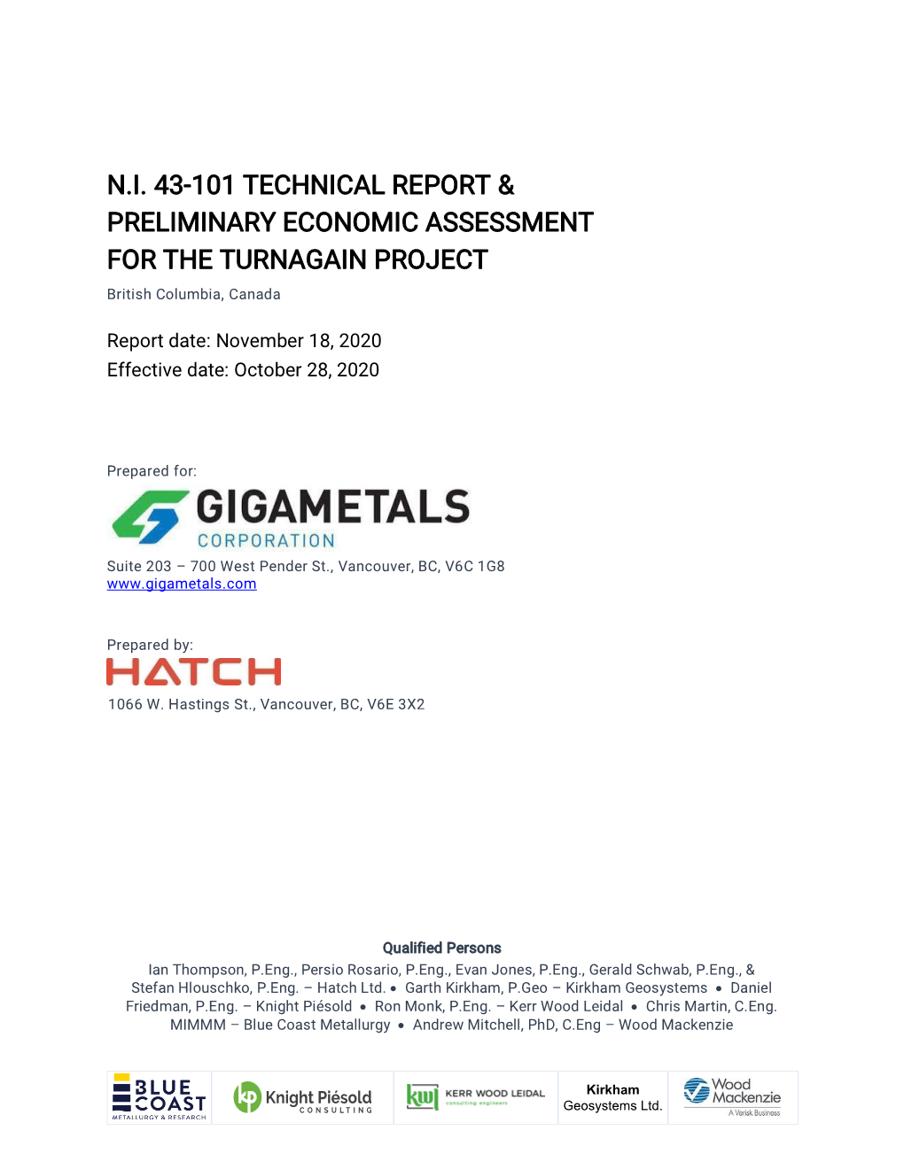 NI 43-101 Preliminary Economic Assessment Report