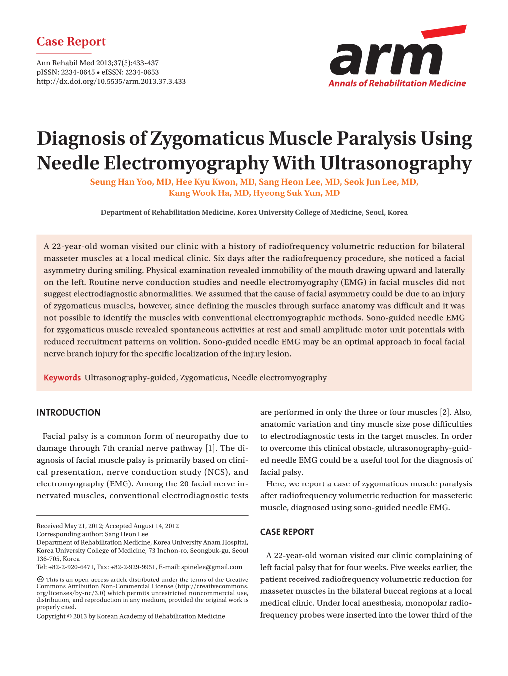 Diagnosis of Zygomaticus Muscle Paralysis Using Needle