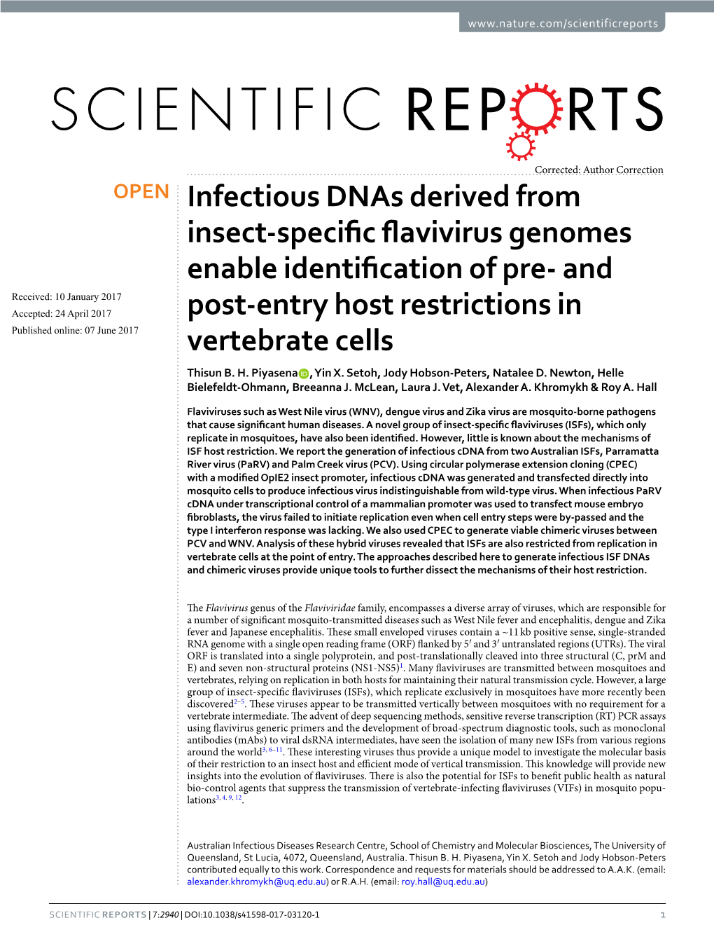 Infectious Dnas Derived from Insect-Specific Flavivirus