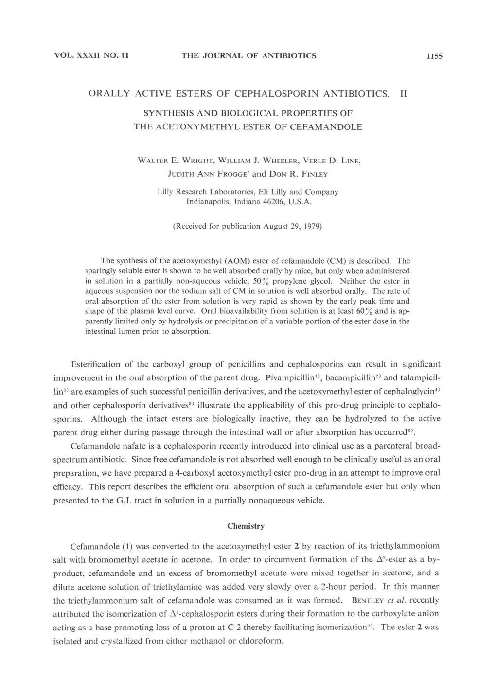 Orally Active Esters of Cephalosporin Antibiotics. Ii