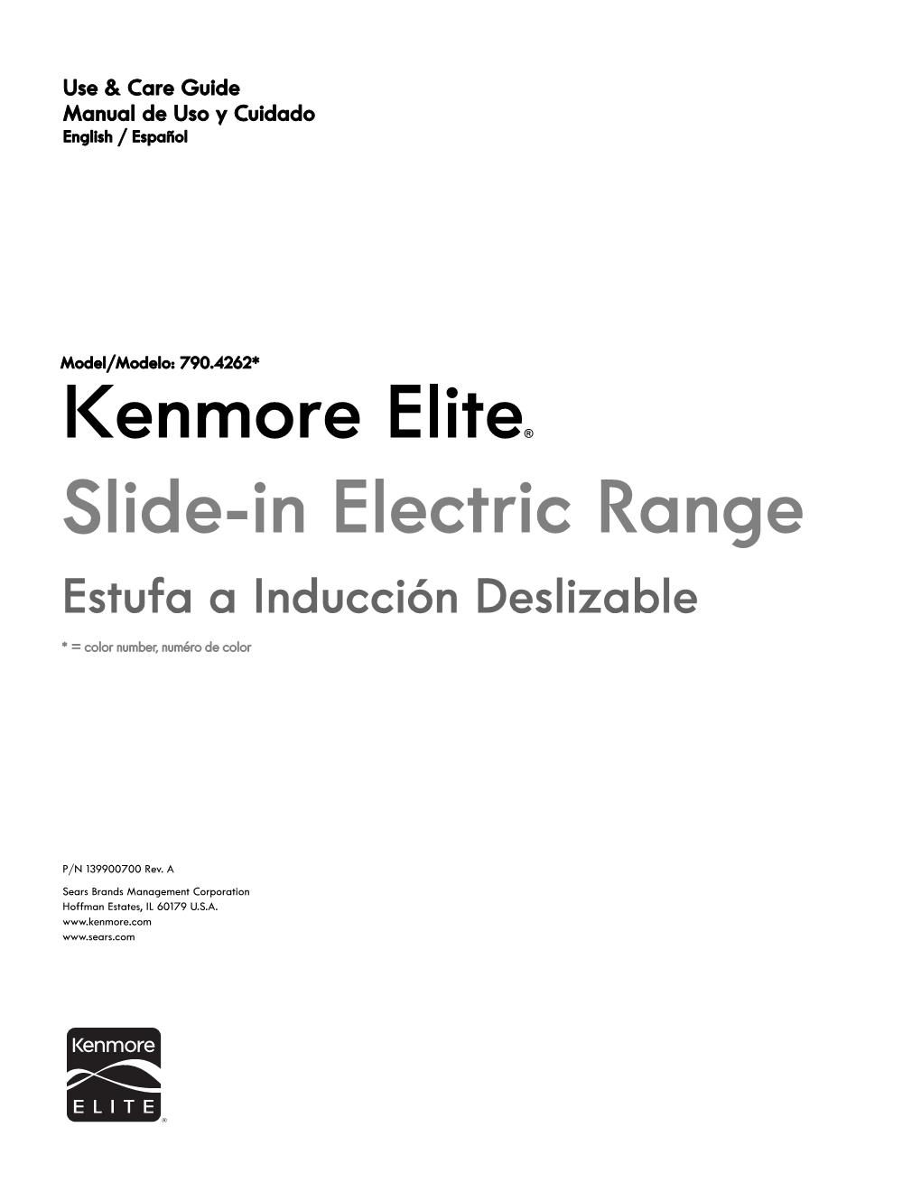 Kenmore Elite® Slide-In Electric Range Estufa a Inducción Deslizable * = Color Number, Numéro De Color