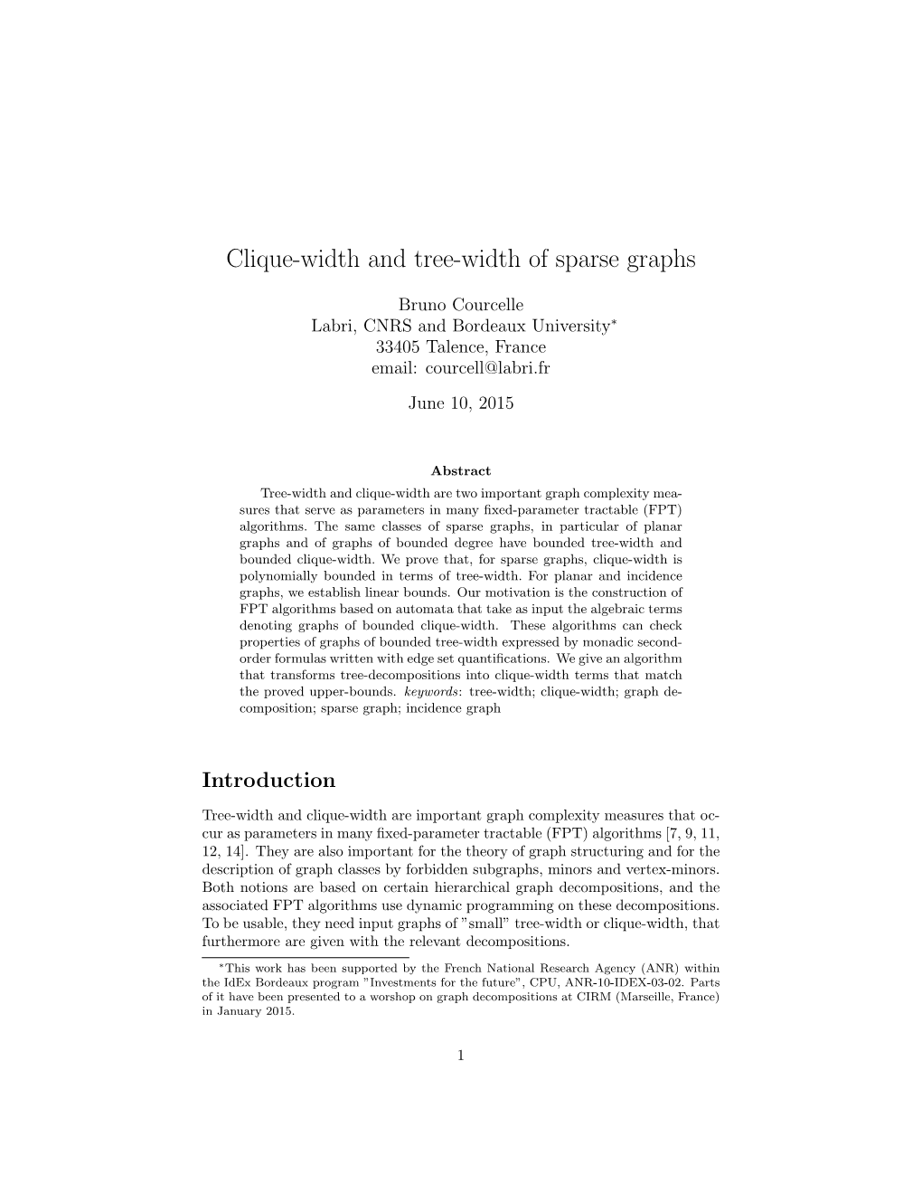 Clique-Width and Tree-Width of Sparse Graphs