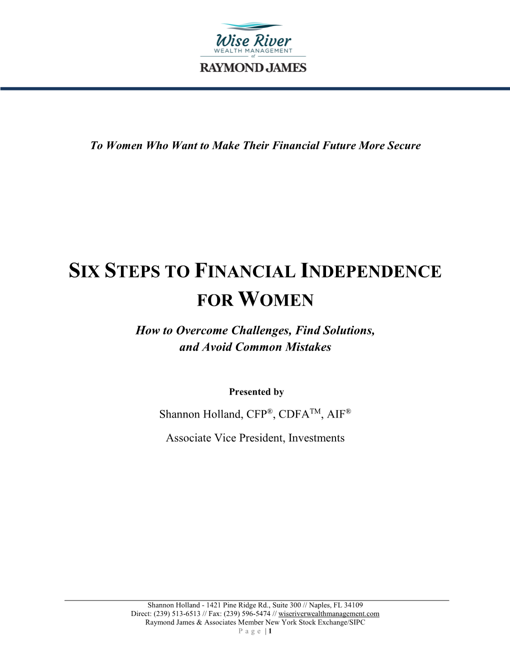 Six Steps Financial Independence for Women