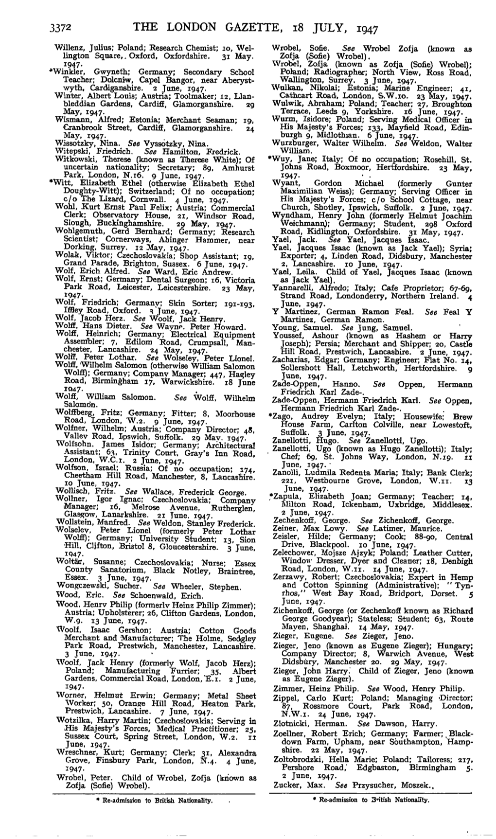 3372 the London Gazette, 18 July, 1947