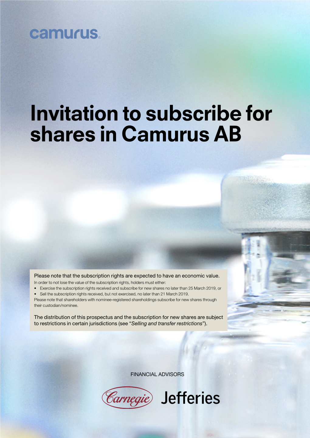 Invitation to Subscribe for Shares in Camurus AB