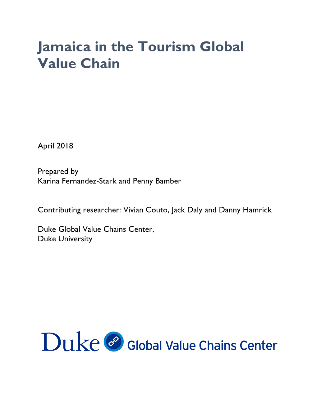 Jamaica in the Tourism Global Value Chain