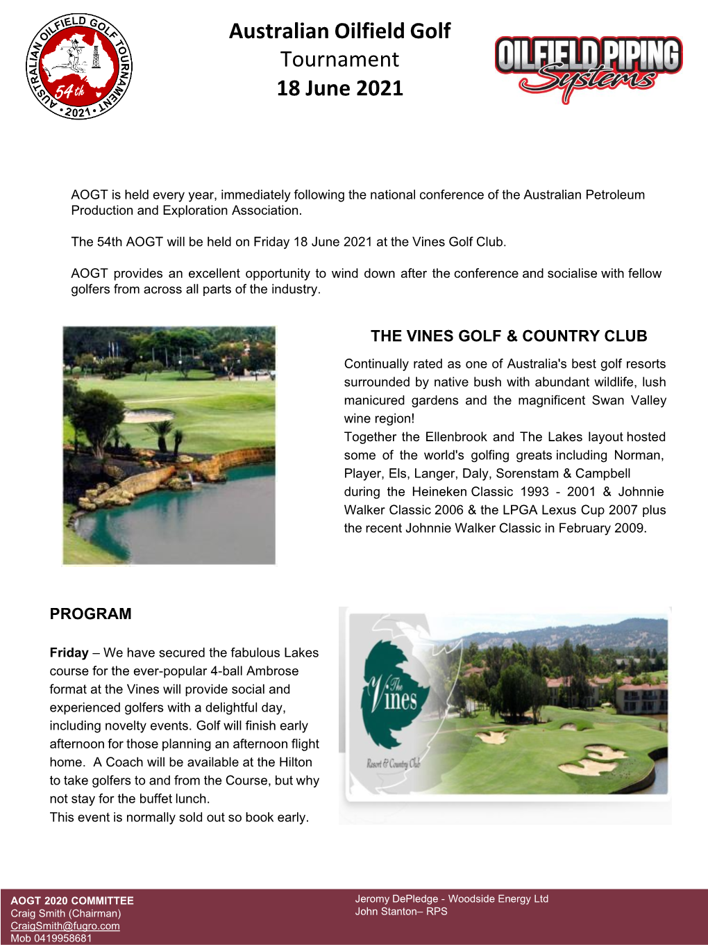 Australian Oilfield Golf Tournament 18 June 2021