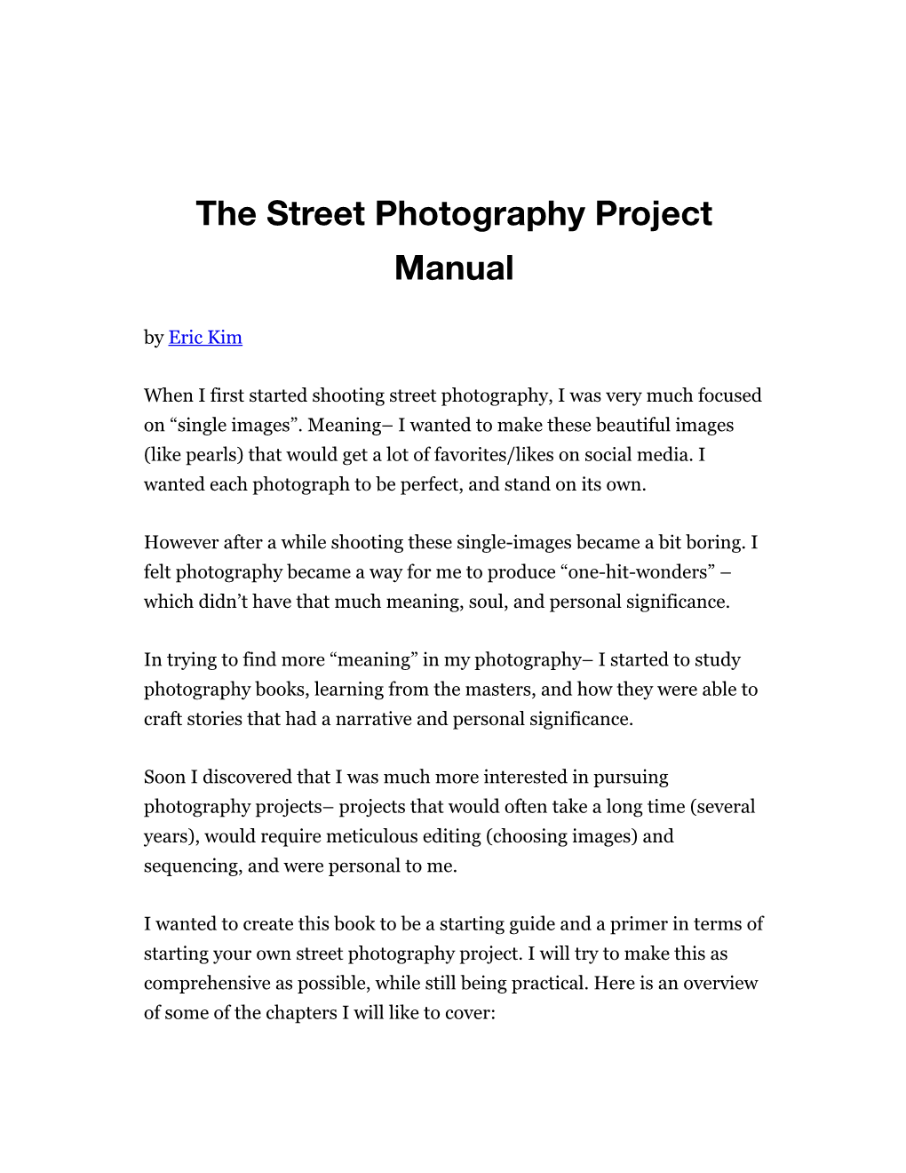 Street Photography Project Guide